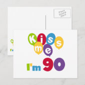 Kus me Ik ben 90 T-shirts en cadeautjes. Briefkaart (Voorkant / Achterkant)
