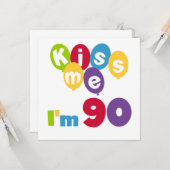 Kus me Ik ben 90 T-shirts en cadeautjes. Kaart (Voorkant / Achterkant in situ)