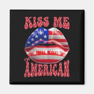 Kus Me Ik Ben Amerikaans Usa Vlag Lippen 4 Juli Pa Magneet