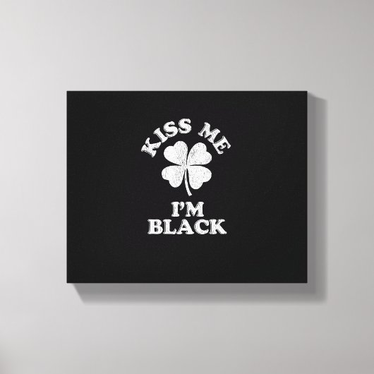 Kus me Ik ben Black T-Shirt Canvas Afdruk (Voorkant)