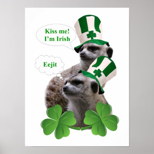 Kus me Ik ben een Iers meerkeukenontwerp Poster (Voorkant)