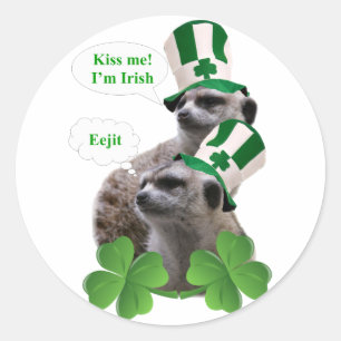 Kus me Ik ben een Iers meerkeukenontwerp Ronde Sticker