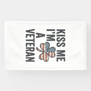 Kus Me Ik Ben Een Veteranen Klaver Vintage T-Shirt Spandoek