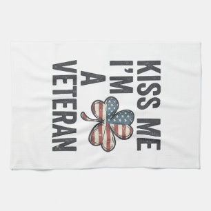 Kus Me Ik Ben Een Veteranen Klaver Vintage T-Shirt Theedoek