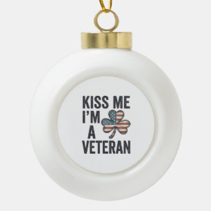 Kus Me Ik Ben Een Veteranen Klavertje Vintage Shir Keramische Bal Ornament