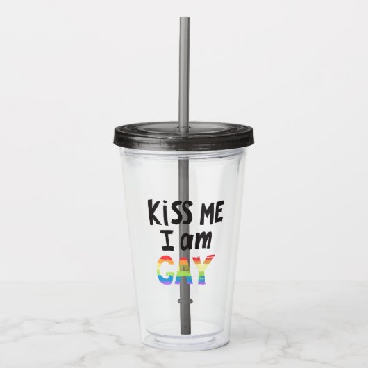Kus me ik ben Gay Acryl Drinkbeker (Voorkant)