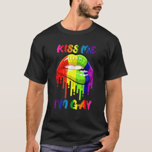 Kus me ik ben Gay Lgbt Pride Rainbow Lips T-shirt