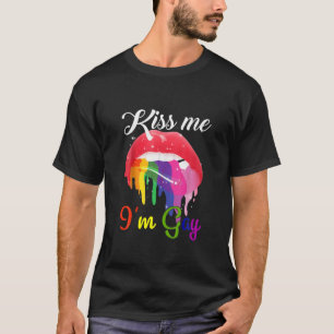 Kus me ik ben Gay LGBT Pride Rainbow Lips T-shirt