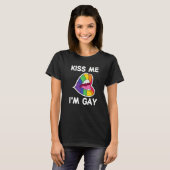 Kus me ik ben Gay Lgbt Pride Rainbow Lips T-shirt (Voorkant volledig)
