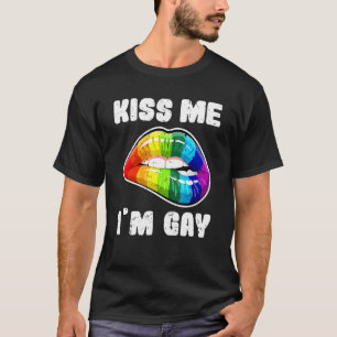 Kus me ik ben gay lhbtq regenboog lippen t-shirt
