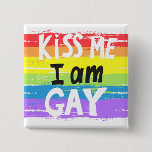 Kus me ik ben Gay Vierkante Button 5,1 Cm