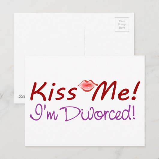 Kus me Ik ben gescheiden Briefkaart (Voorkant / Achterkant)