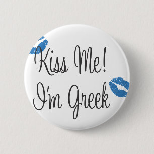 Kus me! Ik ben Grieks Ronde Button 5,7 Cm