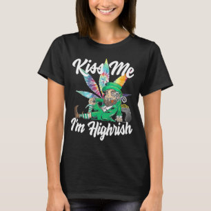 Kus Me Ik Ben Highrish St. Patrick's Dag Wiet Ston T-shirt