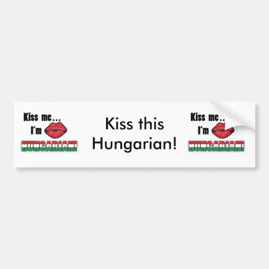 Kus me Ik ben Hongaars Bumpersticker (Voorkant)