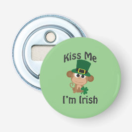 Kus me, ik ben Iers! aap Button Flesopener