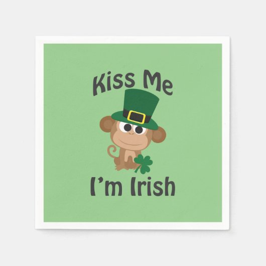 Kus me, ik ben Iers! aap Servetten (Voorkant)