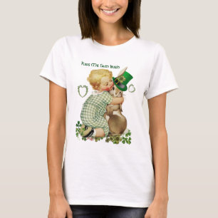 KUS ME IK BEN IERS/BABY, KONIJN MET LEPRECHAUN HOE T-SHIRT