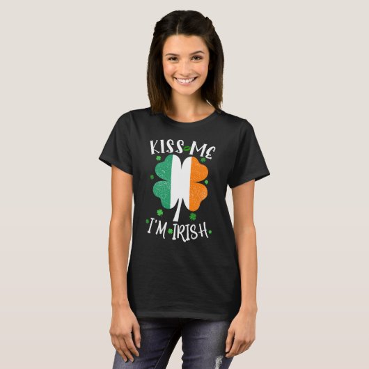 Kus me Ik ben Iers grappig st patricks day mannen  T-shirt (Voorkant volledig)