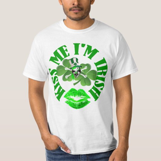 Kus me Ik ben Iers, grappig St Patrick's day. T-shirt (Voorkant)