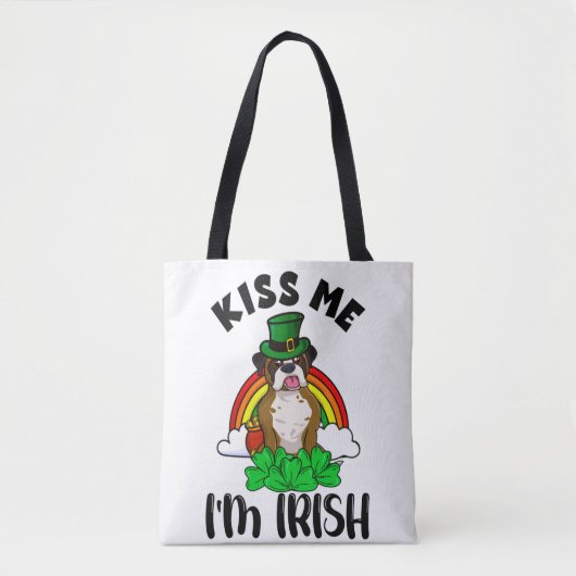 Kus me Ik ben Iers, Grappige St. Patricks Dag Tote Bag (Voorkant)