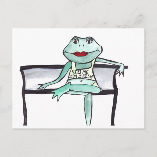"Kus me, ik ben Iers" Kikker Briefkaart (Voorkant)