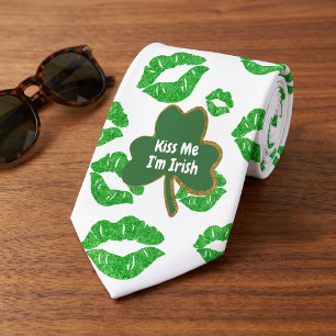 Kus Me Ik Ben Iers Klavertje St. Patrick's Dag Stropdas