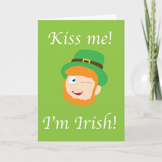Kus me, ik ben Iers op St Patty's Day Kaart (Voorkant)