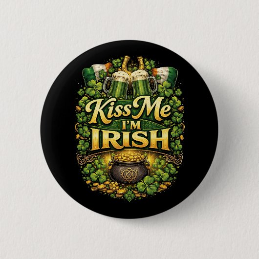 Kus Me, Ik Ben Iers Ronde Button 5,7 Cm (Voorkant)
