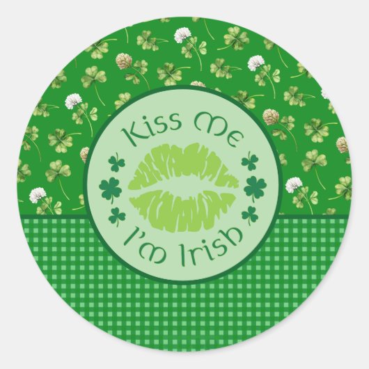 Kus Me Ik ben Iers Ronde Sticker (Voorkant)