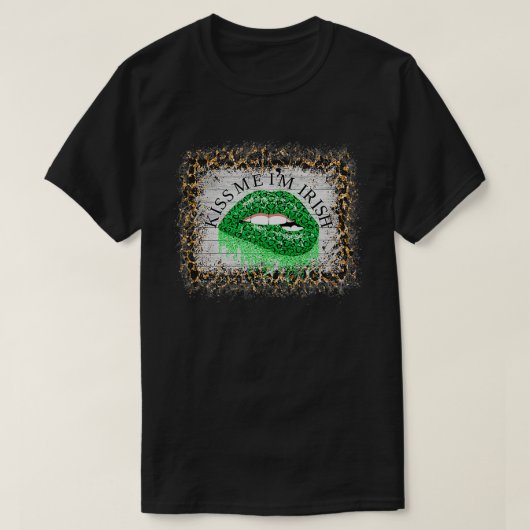 Kus Me Ik Ben Iers Schattig Groene Luipaard Print  T-shirt (Design voorkant)