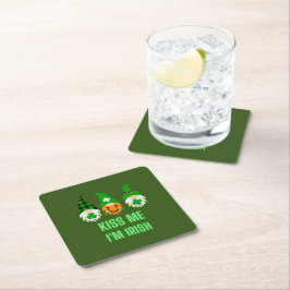 Kus Me Ik Ben Iers St. Patrick's Dag Gnome Klaver Kartonnen Onderzetters