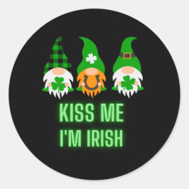 Kus Me Ik Ben Iers St. Patrick's Day Kabouter Klav Ronde Sticker