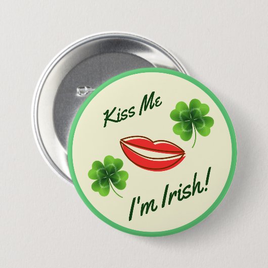 Kus Me Ik Ben Iers St. Patrick's Day Knop Ronde Button 7,6 Cm (Voorkant /achterkant)