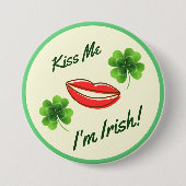 Kus Me Ik Ben Iers St. Patrick's Day Knop Ronde Button 7,6 Cm (Voorkant)