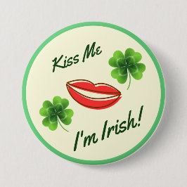 Kus Me Ik Ben Iers St. Patrick's Day Knop Ronde Button 7,6 Cm