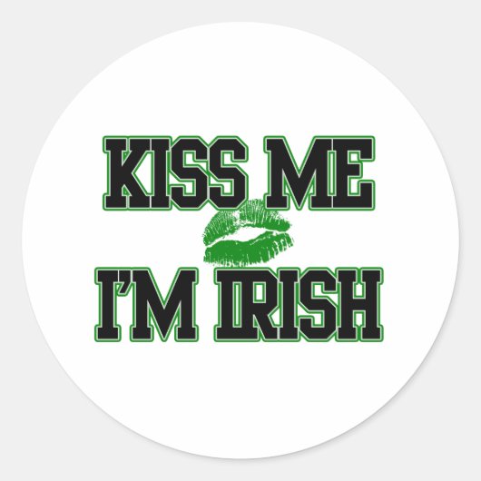 Kus me, ik ben Iers, St Patricks Day Ronde Sticker (Voorkant)