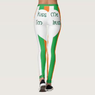 Kus Me Ik Ben Iers Strepen Helder Wit Hart Leggings