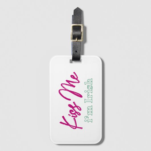 'Kus me, ik ben Iers' T-shirt Bagagelabel (Voorkant (verticaal))