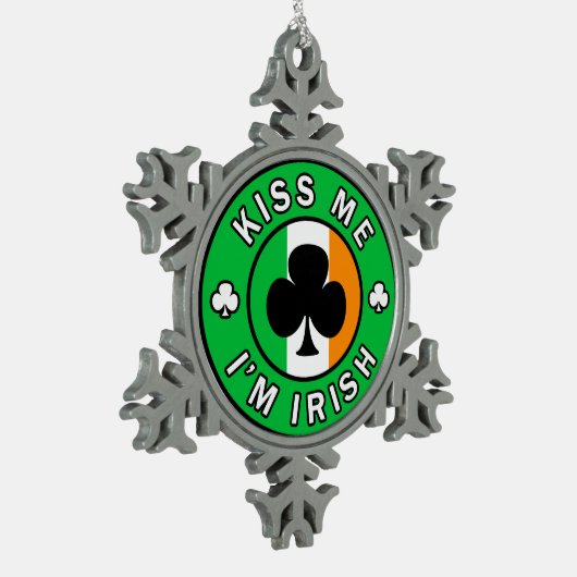 Kus Me Ik ben Iers Tin Sneeuwvlok Ornament (Links)