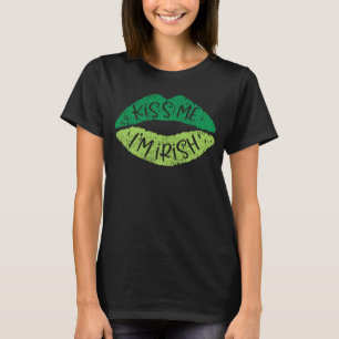 Kus me ik ben Ierse groene lippen St Patrick's Day T-shirt