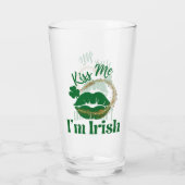 Kus me ik ben Ierse lips en shamrock Glas (Achterkant)