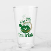 Kus me ik ben Ierse lips en shamrock Glas (Voorkant)