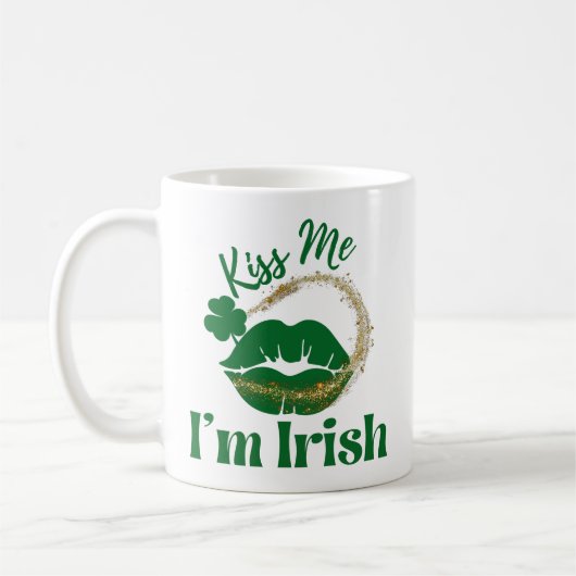 Kus me ik ben Ierse lips en shamrock Koffiemok (Links)