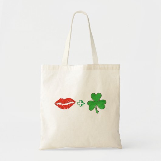 Kus me Ik ben Ierse lips + Shamrock Canvas tas (Voorkant)
