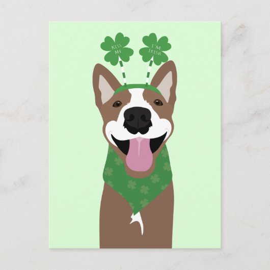 Kus me Ik ben Irish Brown Dog Green Briefkaart (Voorkant)