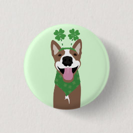 Kus me Ik ben Irish Brown Dog Green Ronde Button 3,2 Cm