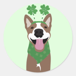 Kus me Ik ben Irish Brown Dog Green Ronde Sticker