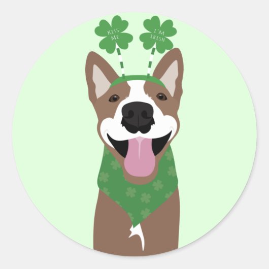 Kus me Ik ben Irish Brown Dog Green Ronde Sticker (Voorkant)