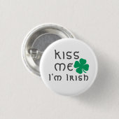 Kus me Ik ben Irish Green Lucky Clover Button (Voorkant /achterkant)